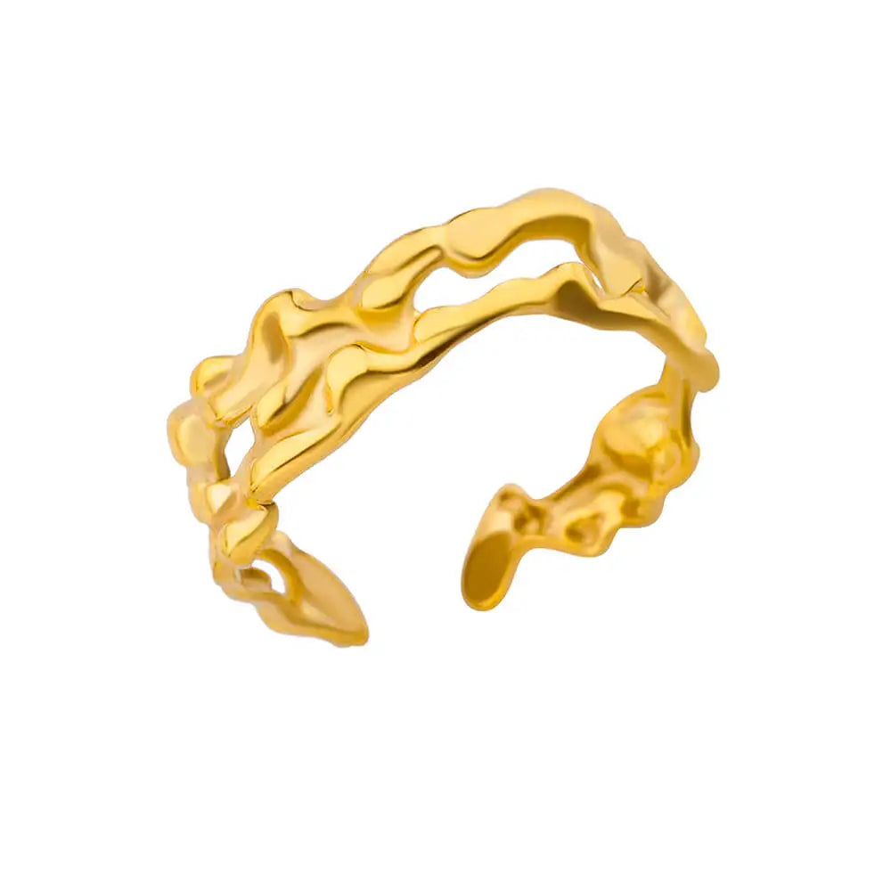 Stainless Steel Rose Flower Rings for Women Vintage Hollow Out Love Heart Finger Ring Aesthetic Jewelry Gifts anillos mujer
