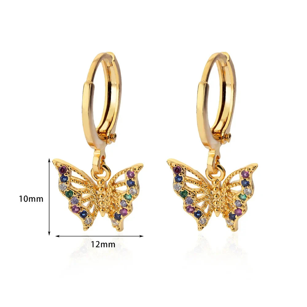Zircon Butterfly Pendientes EarringsFor Women Stainless Steel Gold Color Butterfly Earring Trend Girl y2k Jewelry aretes mujer