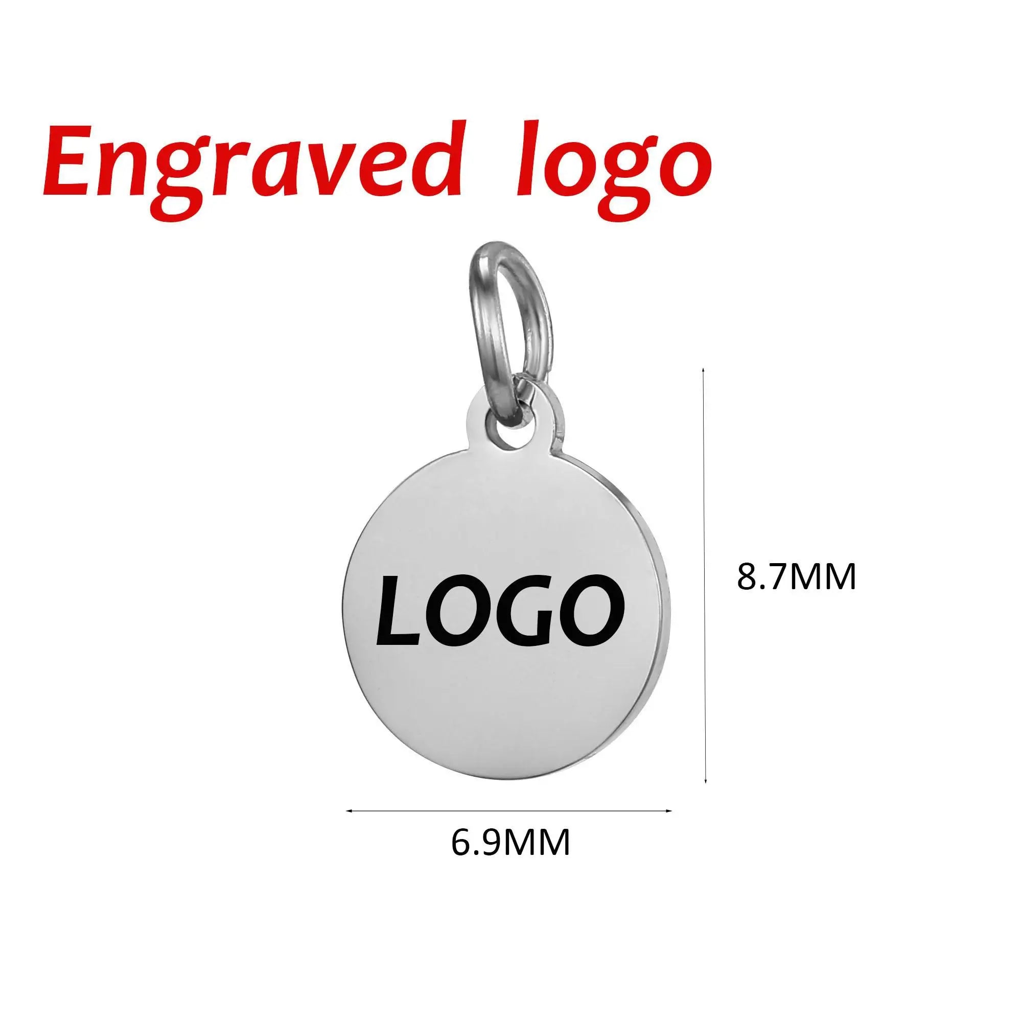 SUNIBI Custom Logo Tags Stainless Steel Charms for Necklace Bracelets 6 Sizes to Choose Jewelry
