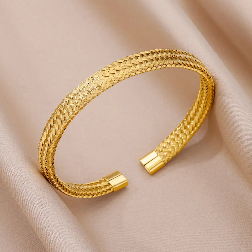 Snake Bangle Bracelet For Women Stainless Steel Opening Gold Plated Opening Bangle Animal Aesthetic Jewelry pulseras mujer