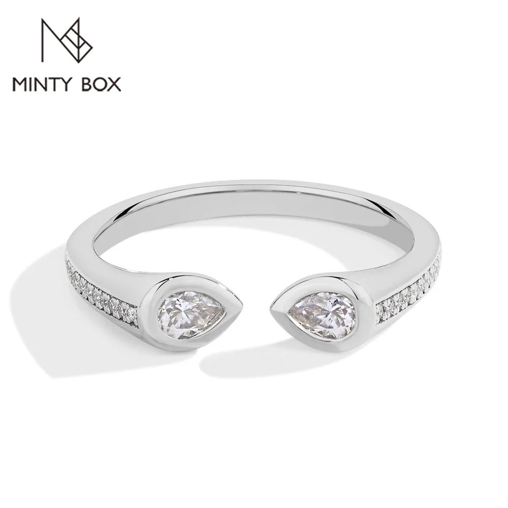 MINTYBOX Pear Shape Lab Grown Diamond Ring 0.5CT S925 Silver Moissanite Rings For Women 18k White Gold Plated Wedding Jewelry