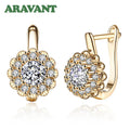 Aravant 925 Silver 18K Gold Cubic Zirconia Flower Gold Drop Earrings For Women Wedding Fashion Jewelry