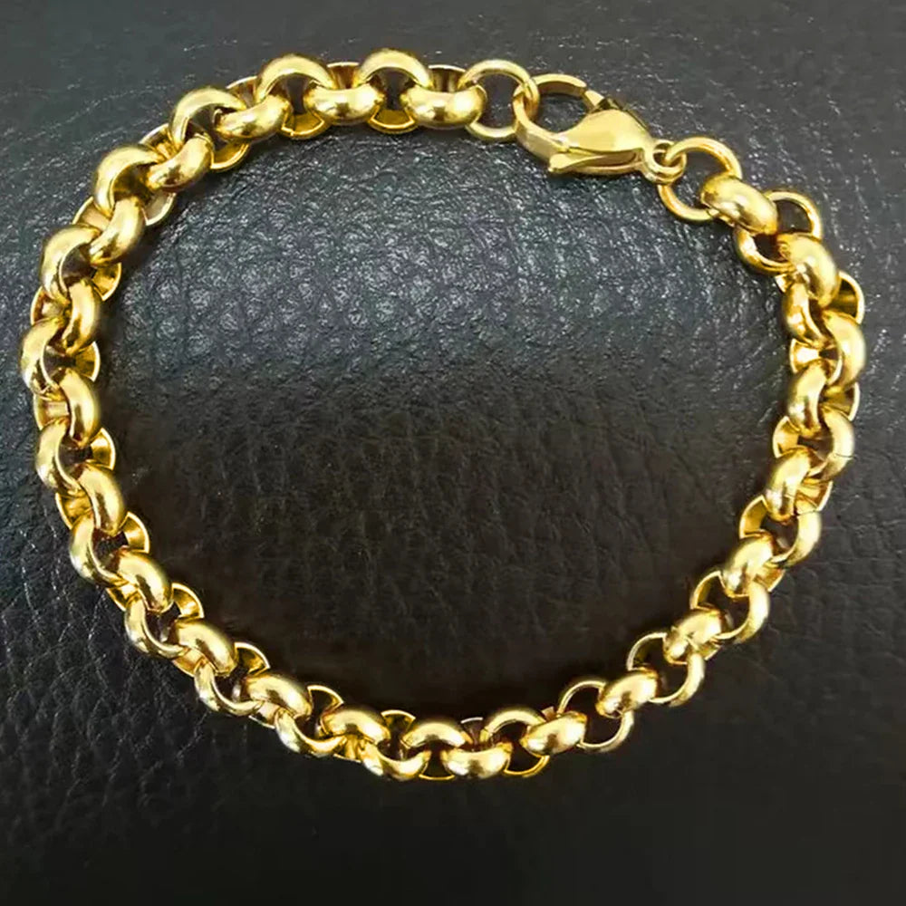 DOTIFI  Stainless Steel Bracelet Hip-Hop Punk Style Simple Round Buckle Chain Fashion Personalized Jewelry Female Party Gifts