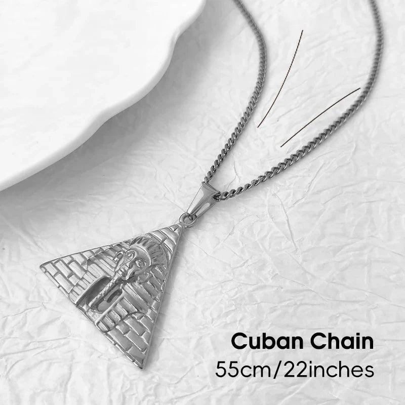 Trendy Jewelry PVD Gold Plated Egyptian Pyramid Charm Stainless Steel Egypt Pharaoh Pendant for Women Men Necklace