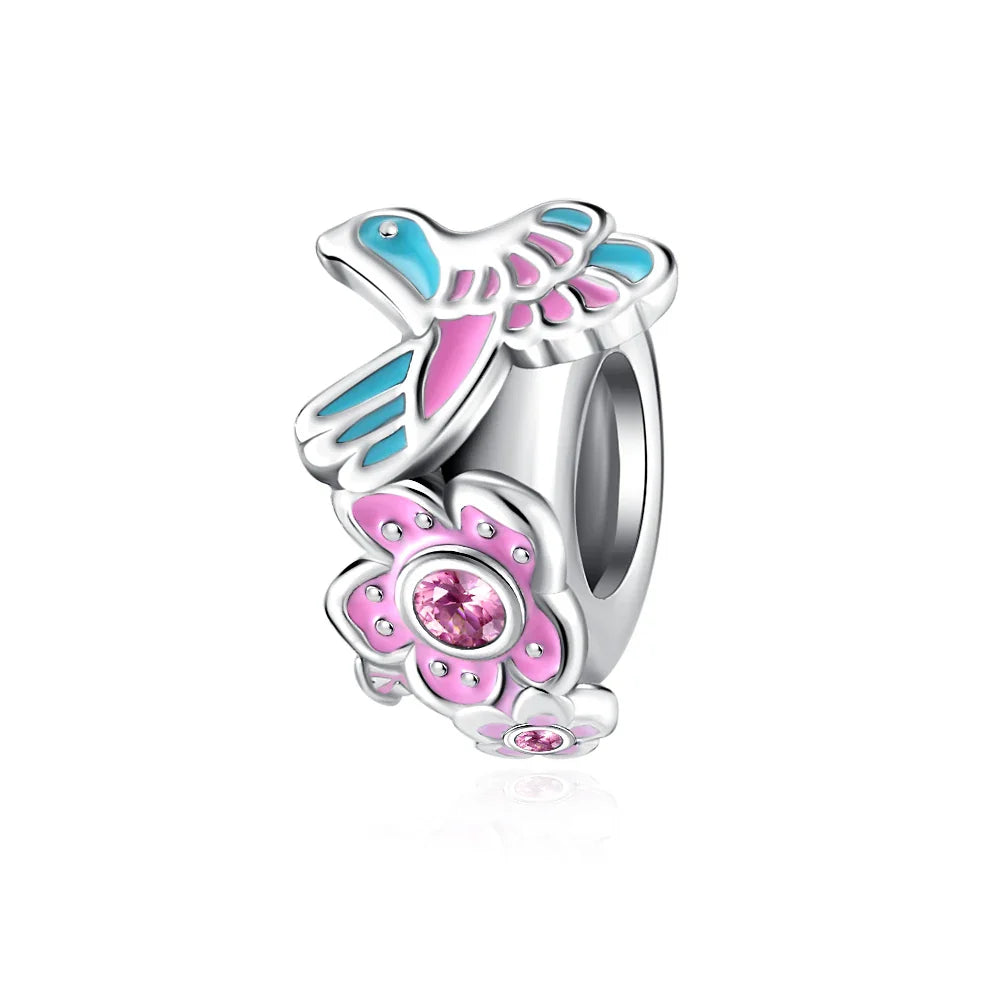 2026 Spring Pink Series Ballon Butterfly Flower Pendant Fit S925 European 925 Sterling Silver Bracelet Bangles Necklace