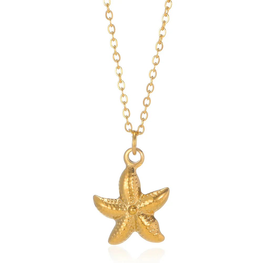 Summer Beach Turtle Necklace for Women Stainless Steel Chain Collar Pendant Necklaces Elegant Charm Jewelry Gift y2k Accessories