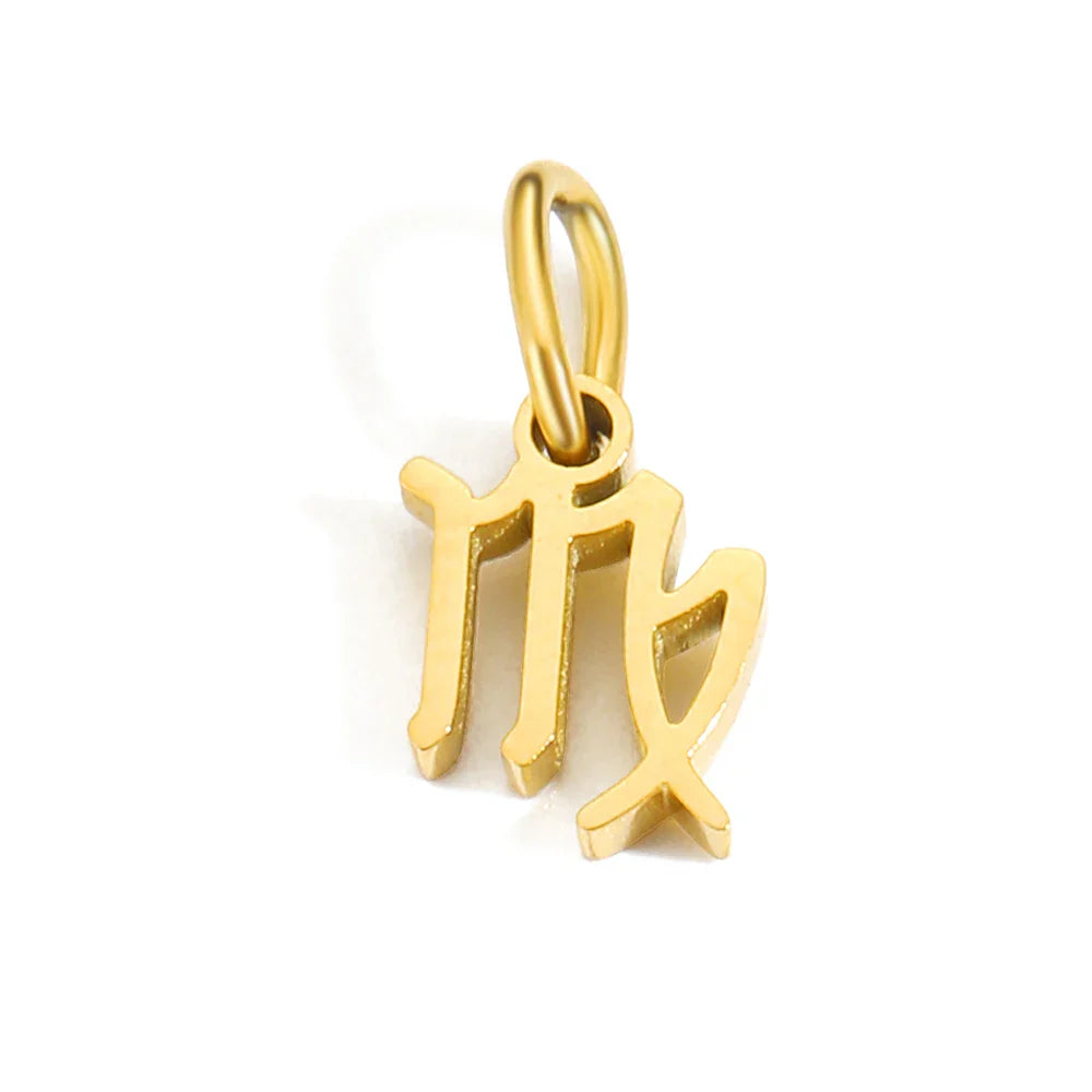 SUNIBI Stainless Steel Star Zodiac Sign 12 Constellation Pendant Accessories for Necklace Women Man Jewelry Gifts Wholesale