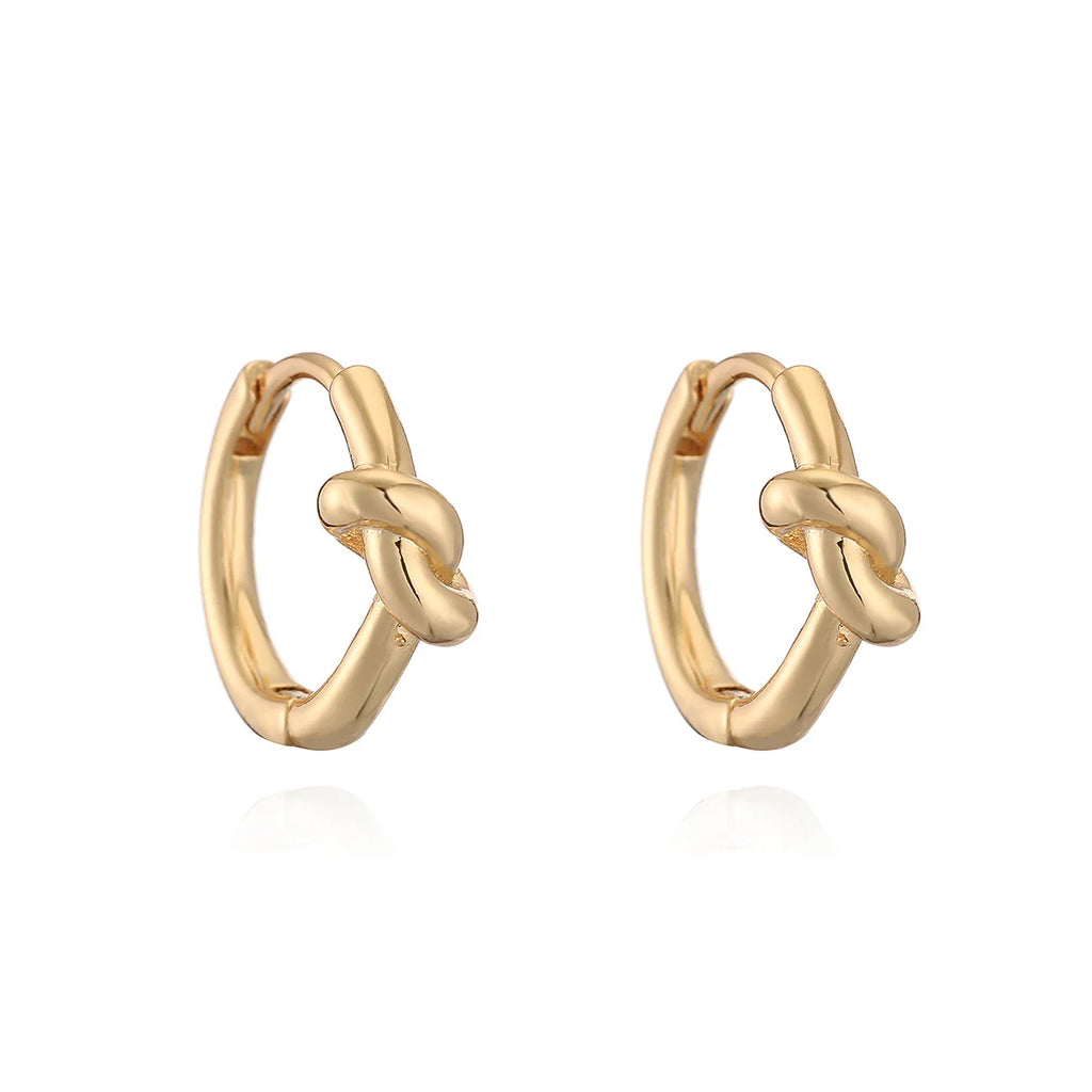 NEWBUY Simple Design Silver/Gold Color Knot Shape Cute Hoop Earrings For Women Minimalist Metal Style Jewelry Female