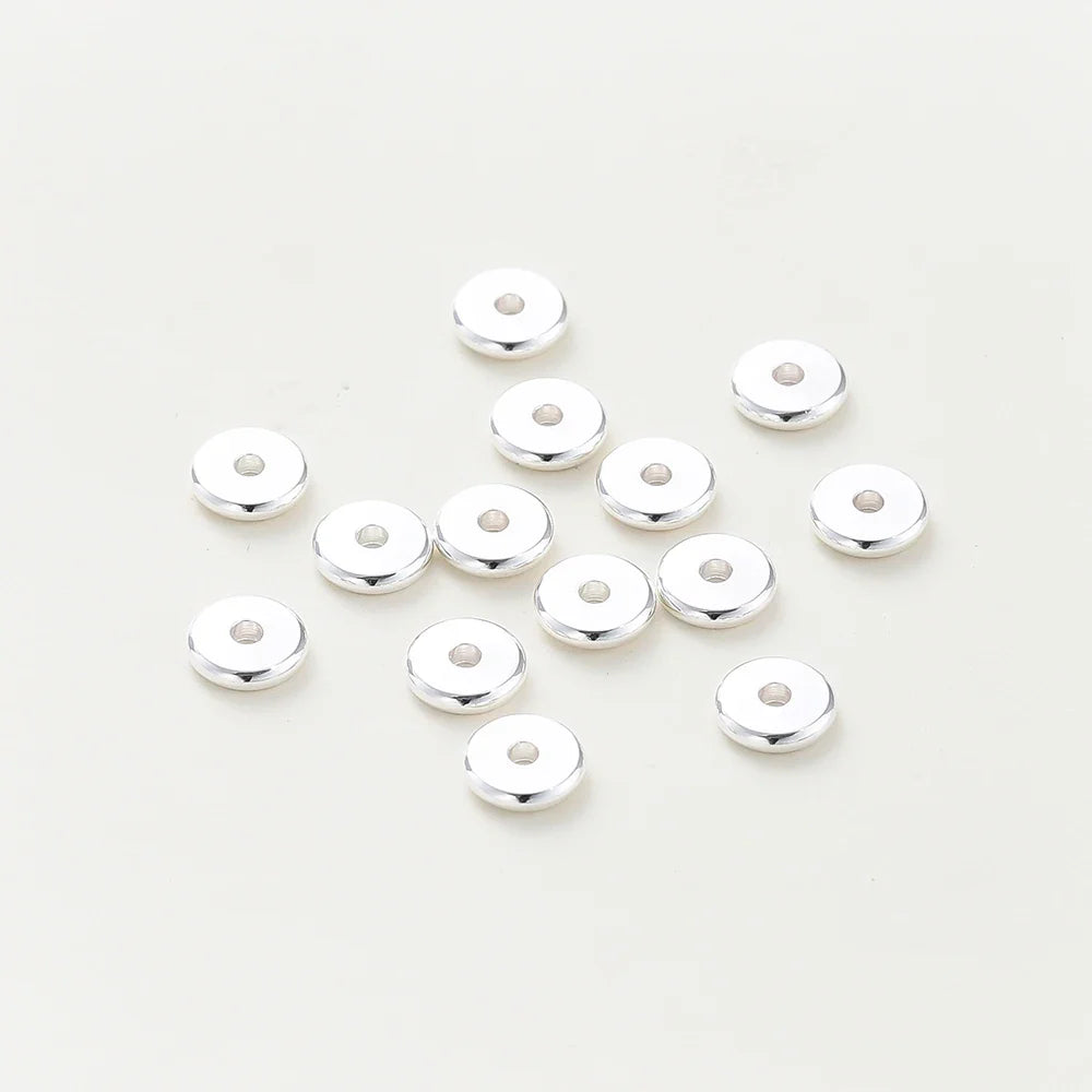 10-50pcs 14K/18K Gold Color Plated Brass 3-12mm Round Spacer Beads Flat Bracelet Beads for DIY Jewelry Findings Accessories