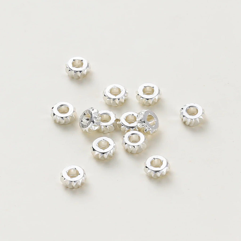 50pcs/lot 14K 18K Gold Color Fancy Wheel Metal Round Beads Necklace Bracelet Loose Spacer Beads For Jewelry Making Findings