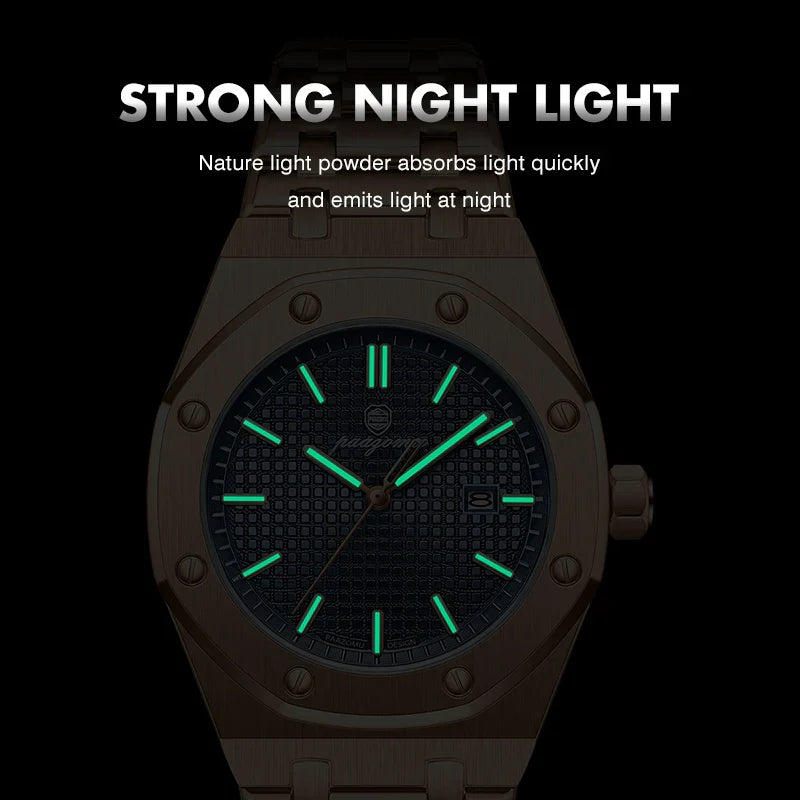 PAAZOMU Original Luxury Men's Watches Date Chronograph Stainless Steel Quartz Watch Waterproof Luminous Fashion Man Wristwatch