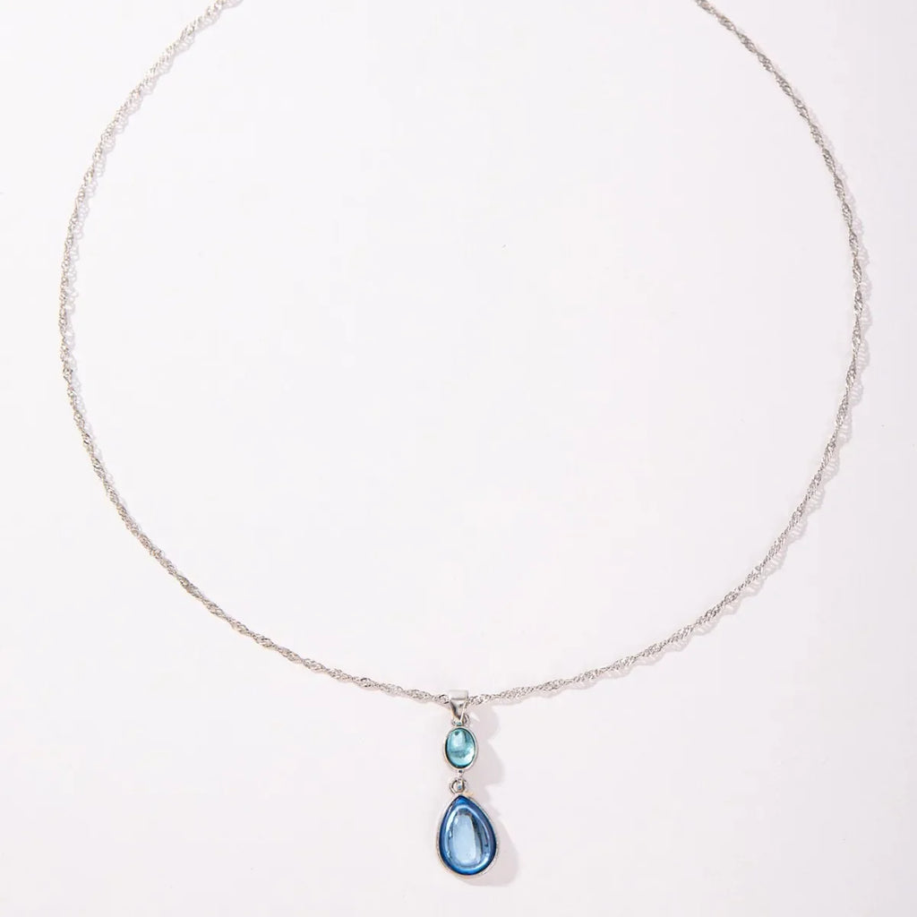 Fashionable Water Droplet Shaped Artificial Synthetic Blue Stone Hanging Earrings For women's Birthday Custom Jewelr