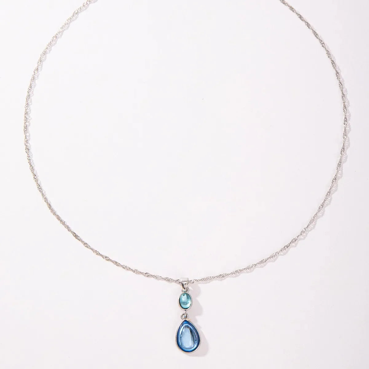Fashionable Water Droplet Shaped Artificial Synthetic Blue Stone Hanging Earrings For women's Birthday Custom Jewelr