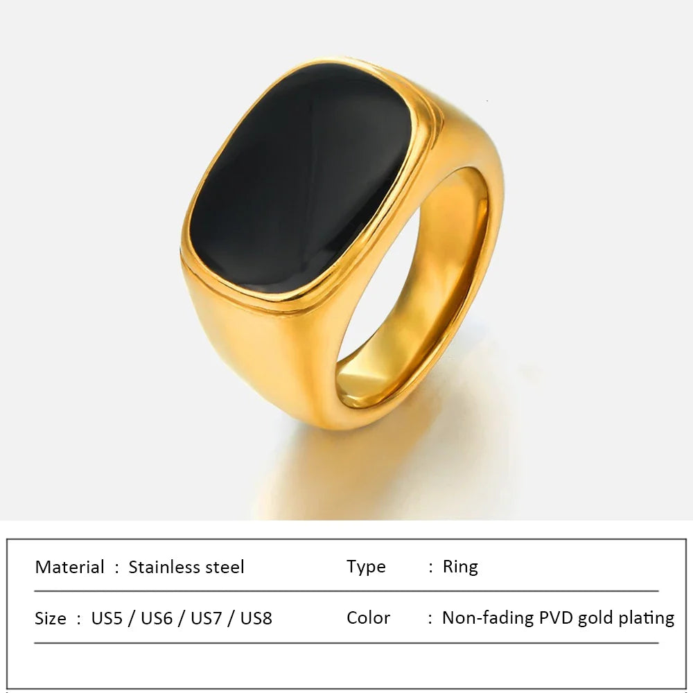 SUNIBI Square Vintage Shell Ladies Ring Stainless Steel White Gold Color Large Chunky Ring Party Jewelry Accessories Gift Dinner