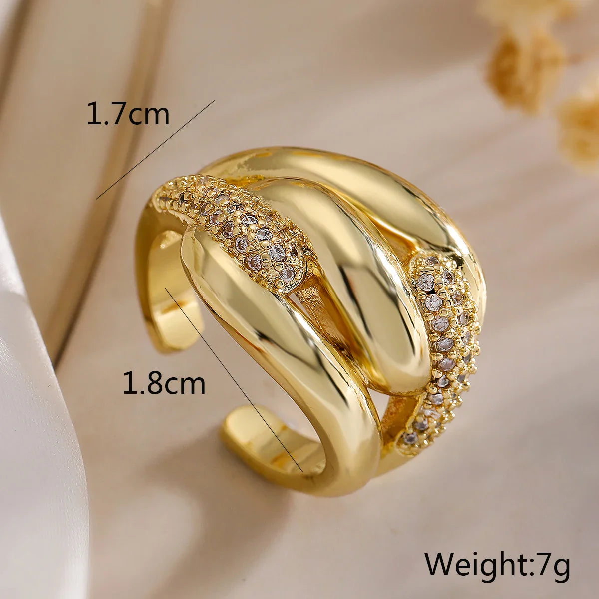 NEWBUY Luxury AAA Cubic Zirconia Pave Setting Copper Jewelry Trendy Gold Color Wedding Rings For Women