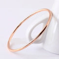 55mm/60mm/65mm Stainless Steel 2mm Thin Plain Polished Slip On Bangle Bracelet for Women Girl