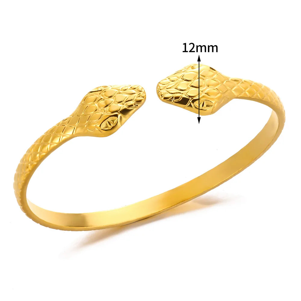 Stainless Steel Snake Bangle Bracelet For Women Vintage Gold Color Aesthetic Charm Bracelet Daily Wear Jewelry Gift mujer
