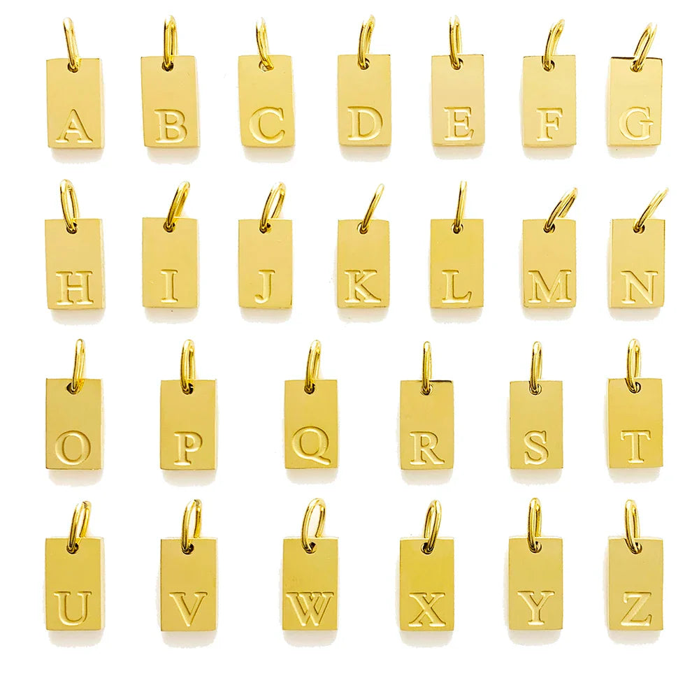 SUNIBI Alphabet Charm Pendant for Necklaces Stainless Steel Jewelry DIY Engraved Lettering Accessories Women's Fashion Jewelry