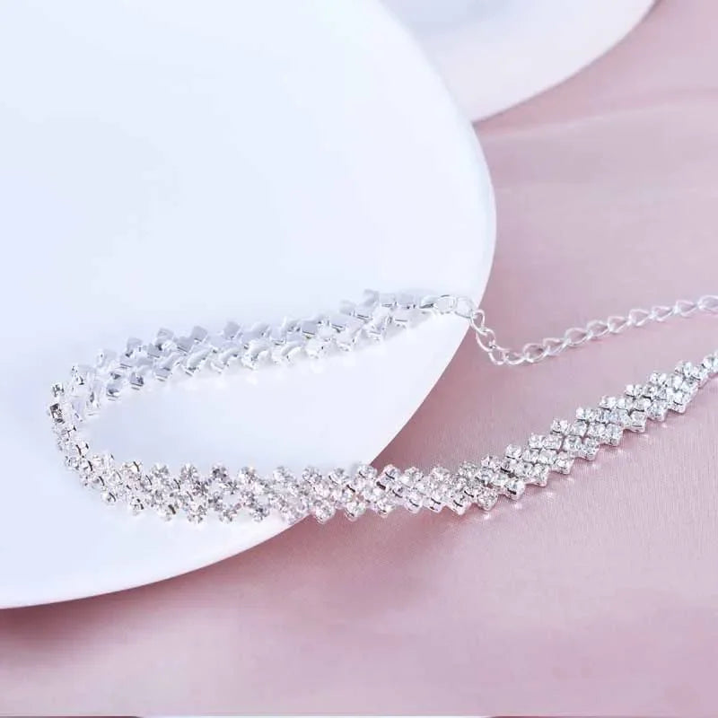 Chic Fresh Diamond-shaped Rhinestone Anklet Simple Diamond Cross Foot Decoration European and American Fashion Jewelry