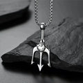 Street Men'sTitanium Steel Necklace Male Hipster Personality Hip Hop West Coast Style Trident Necklace Pendant