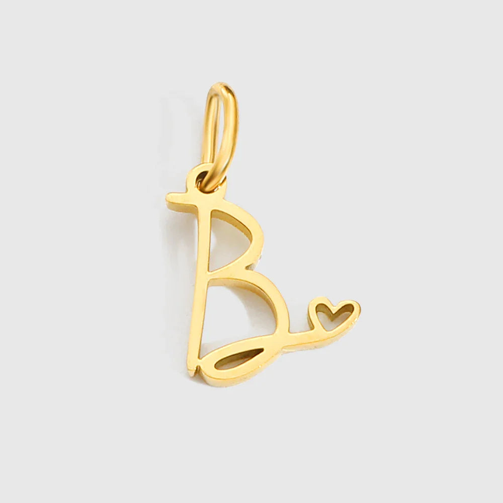 Personalized Stainless Steel Heart Alphabet Pendant DIY Accessories for Necklace Woman Men Jewelry Initials Birthday Gift A-Z