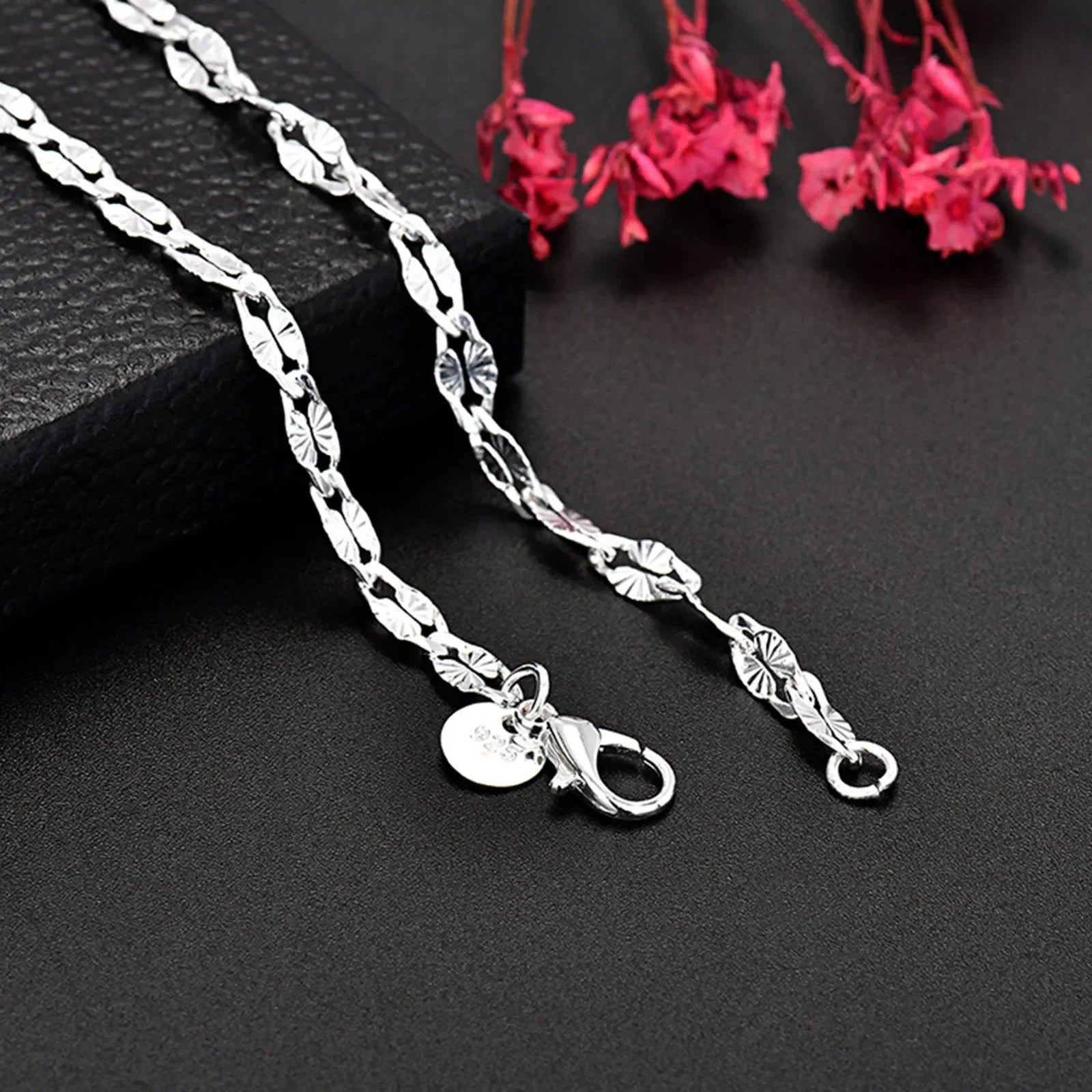 Fine 925 Sterling Silver flat chains Necklaces for Men Women wedding party Jewelry Christmas gifts 45-75cm