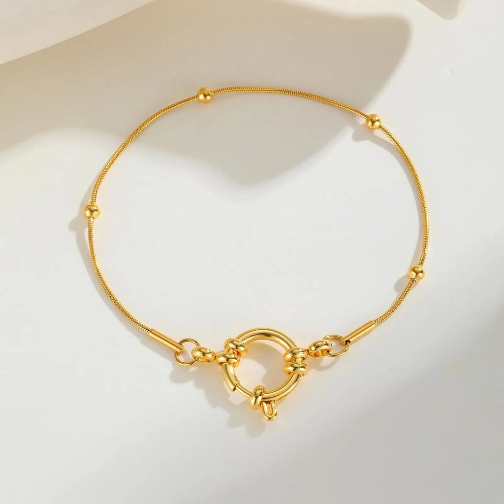 Paperclip Chain Choker Necklace, Women's Stainless Steel Spring Buckle Penddant Necklace, Waterproof 18k Gold Plated Jewelry