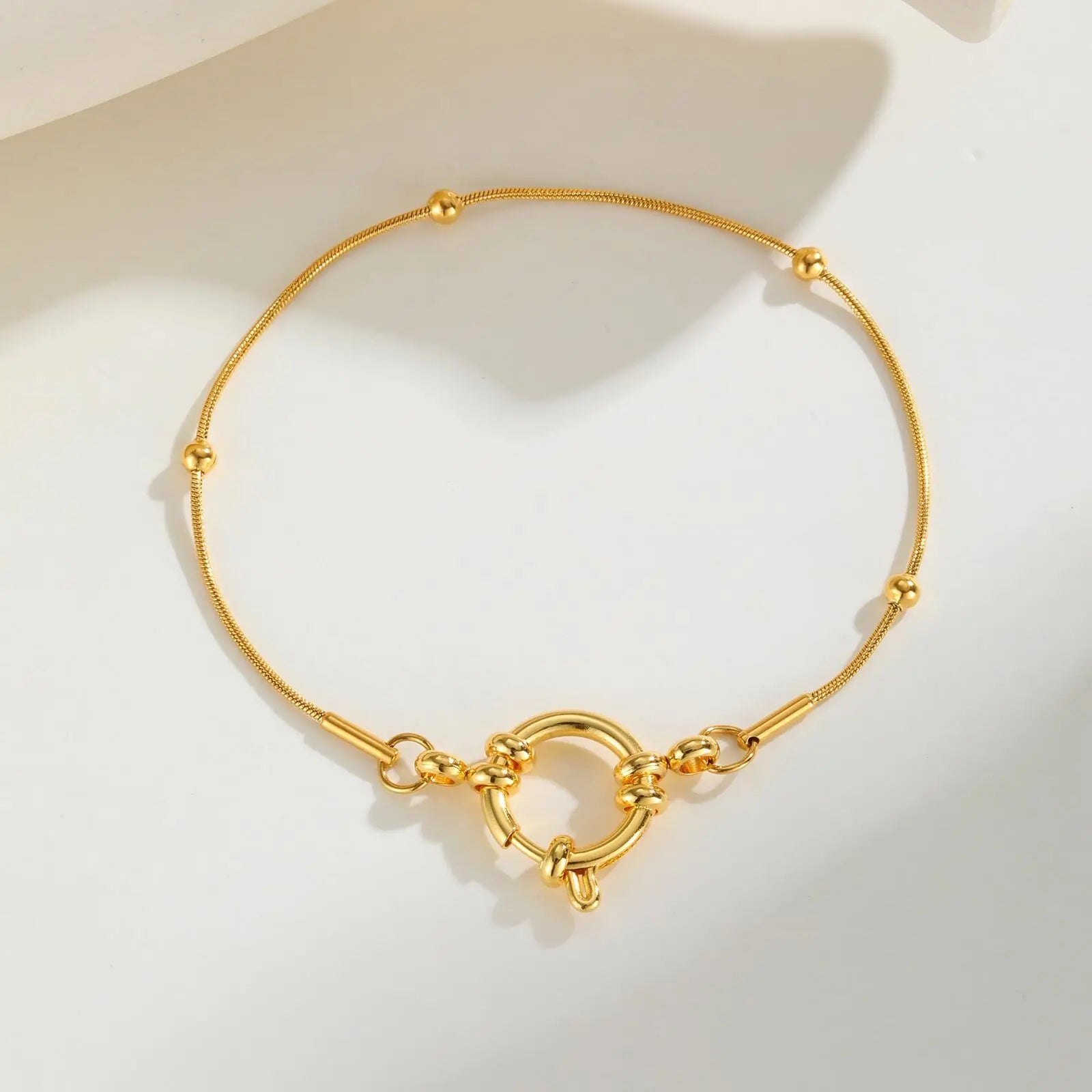 Paperclip Chain Choker Necklace, Women's Stainless Steel Spring Buckle Penddant Necklace, Waterproof 18k Gold Plated Jewelry