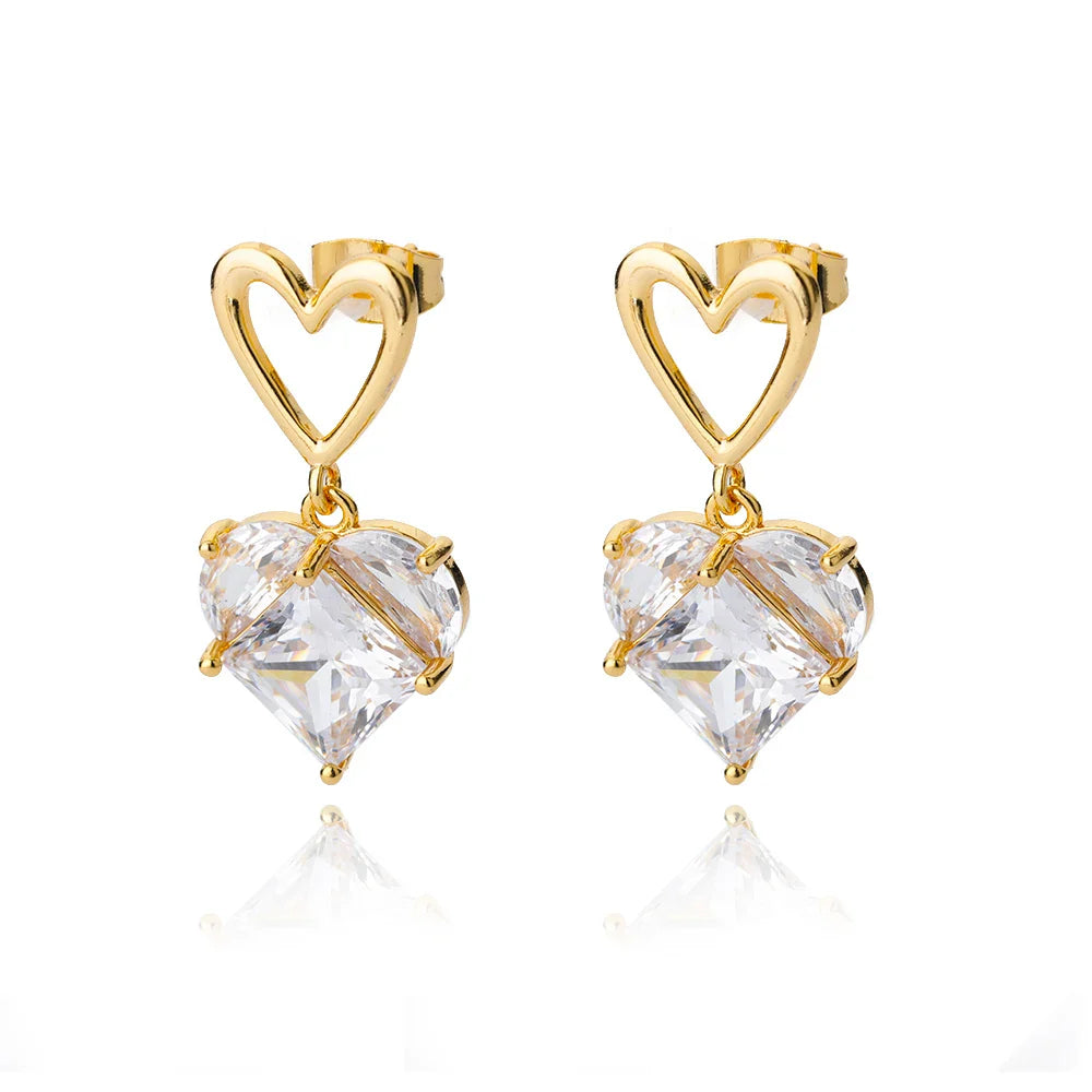 Zircon Heart Pendientes Earring For Women Stainless Steel Gold Color Piercing Earring 2025 Trend Jewelry aretes Accesorios mujer