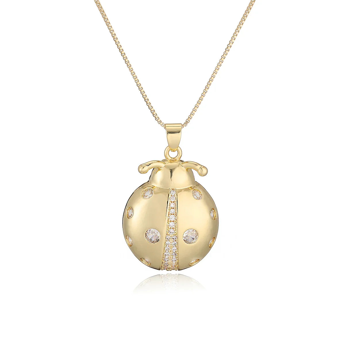 NEWBUY 2025 New Arrival Gold Color Delicate Ladybug Pendant Necklaces For Women AAA Cubic Zirconia Copper Jewelry Gift