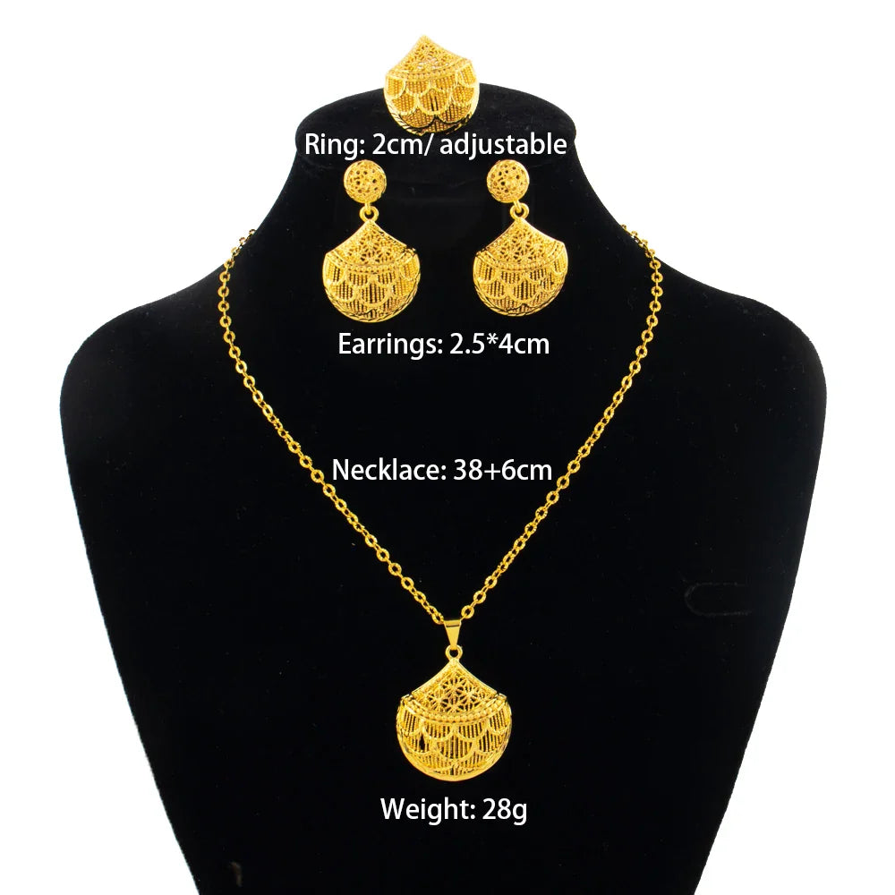 fashion gold jewelry set stainless steel earrings necklaces for women simple Personality gift wedding party Accessories