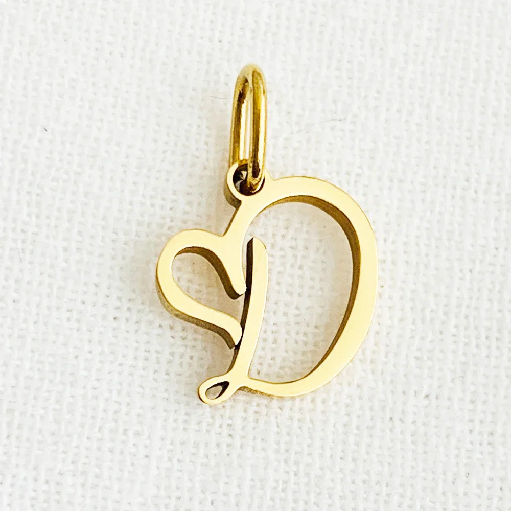 SUNIBI Heart Art Initial Alphabet Pendant DIY Name Customized Birthday Gift Stainless Steel Women Fashion Jewelry A-Z Wholesale