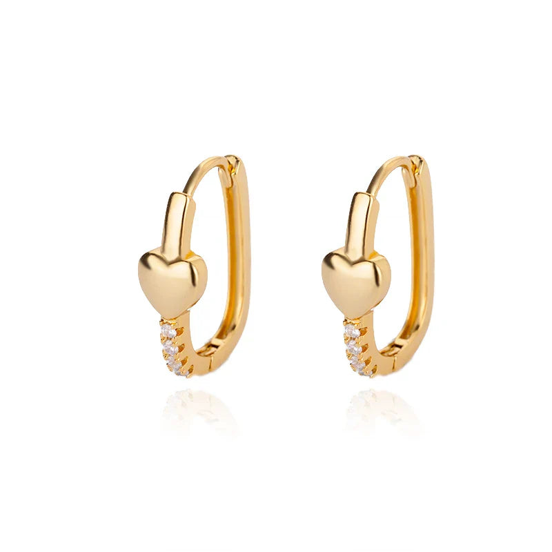 Zircon Heart Pendientes Earring For Women Stainless Steel Gold Color Piercing Earring 2025 Trend Jewelry aretes Accesorios mujer