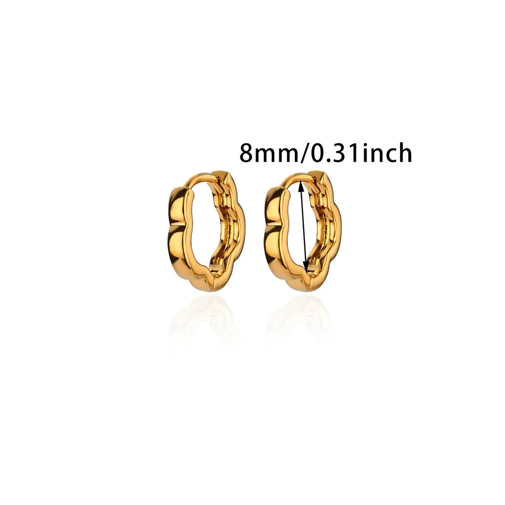 Chunky Flower Hoop Earring for Women Stainless Steel Gold Color Wedding Aesthetic Earring New Couple Jewelry Accessories Gift