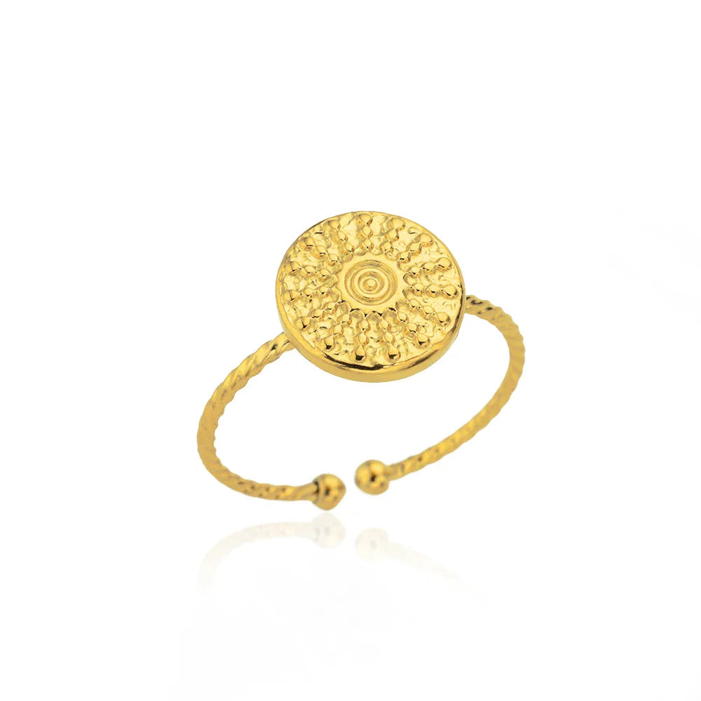 Zircon Geometric Rings For Women Stainless Steel Gold Color Open Adjustable Ring 2025 New Fashion Wedding Couple Jewelry Gift
