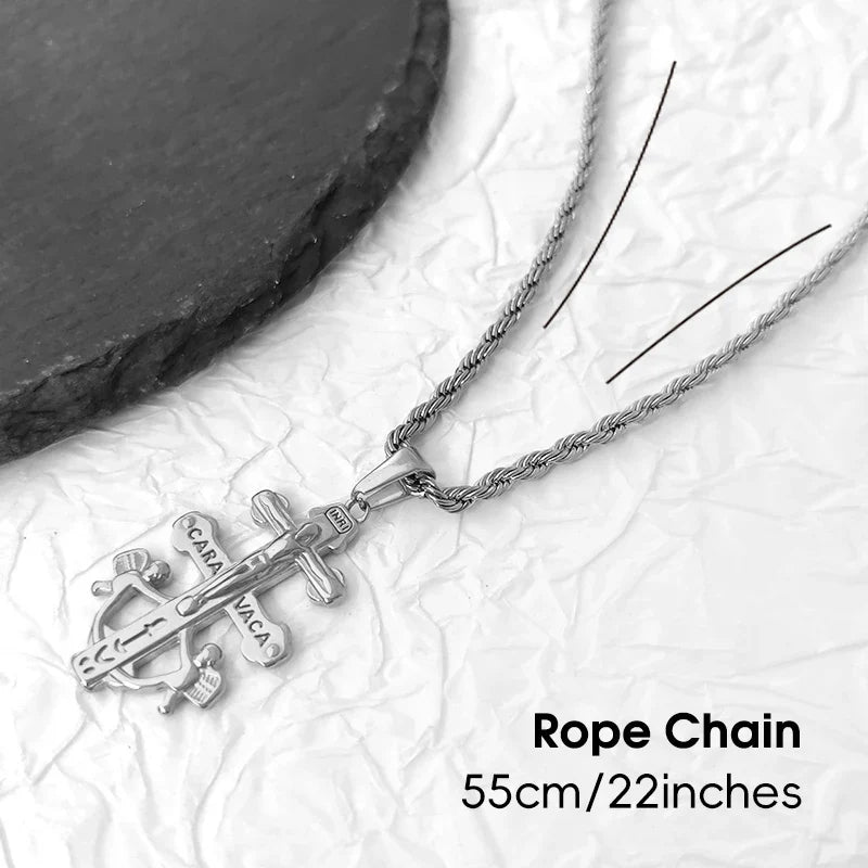 Caravaca De La Cruz Crucifix Pendant Christian Angels and Christ in Relief Stainless Steel Caravaca Cross Charms DIY Accessories