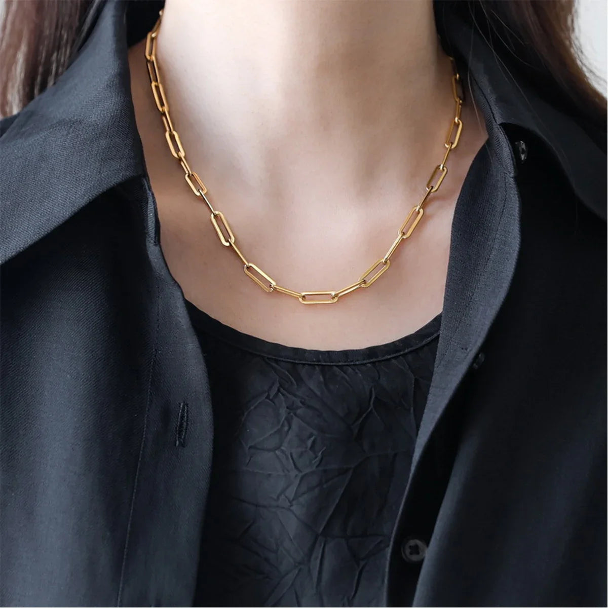 Cross Gold Color Pendant Necklaces for Women Stainless Steel Christian Jewelry Long Chain Necklace Gift