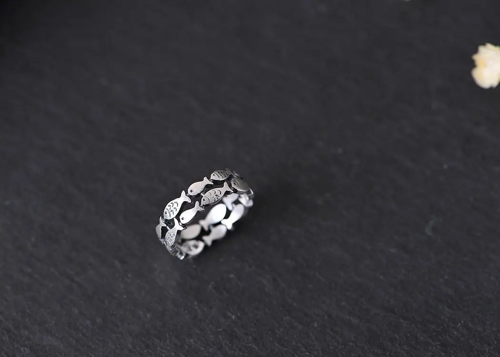 925 Sterling Silver Bilayer Fish Adjustable Rings For Women Engagement Wedding Luxury Quality Aesthetic Jewelry Jewellery