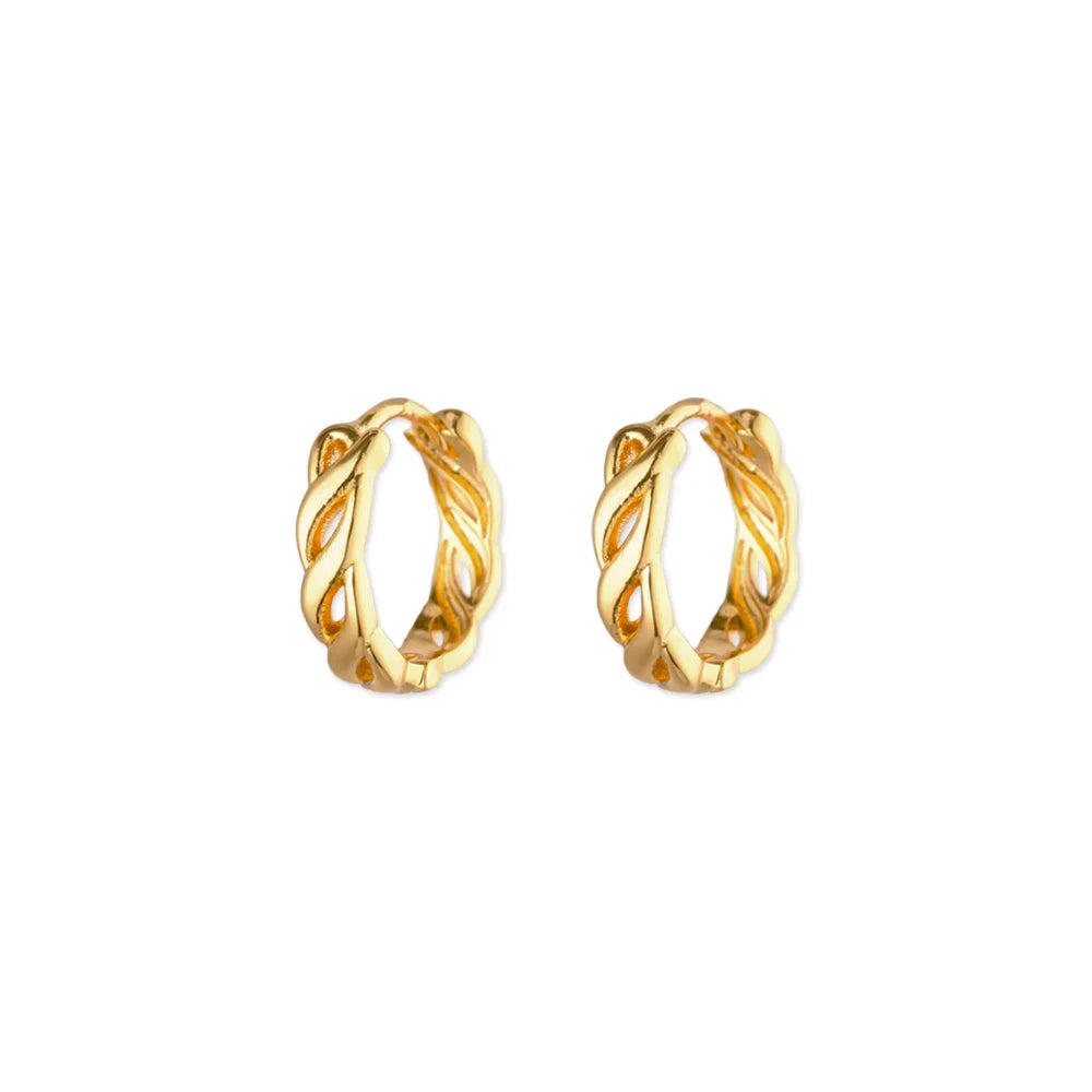 Vintage Hollow Twist Chain Hoop Earrings For Women Stainless Steel Gold Color Earring 2025 Trend Wedding Jewelry pendientes