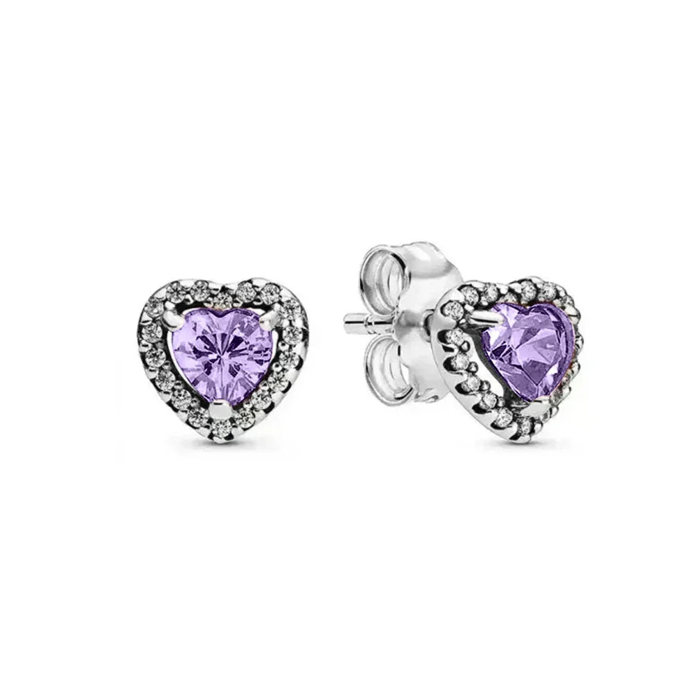New S925 Silver Heart Stone Stud Earrings Suitable for Valentine's Day, Mother's Day, Anniversary Gift DIY Charm Jewelry