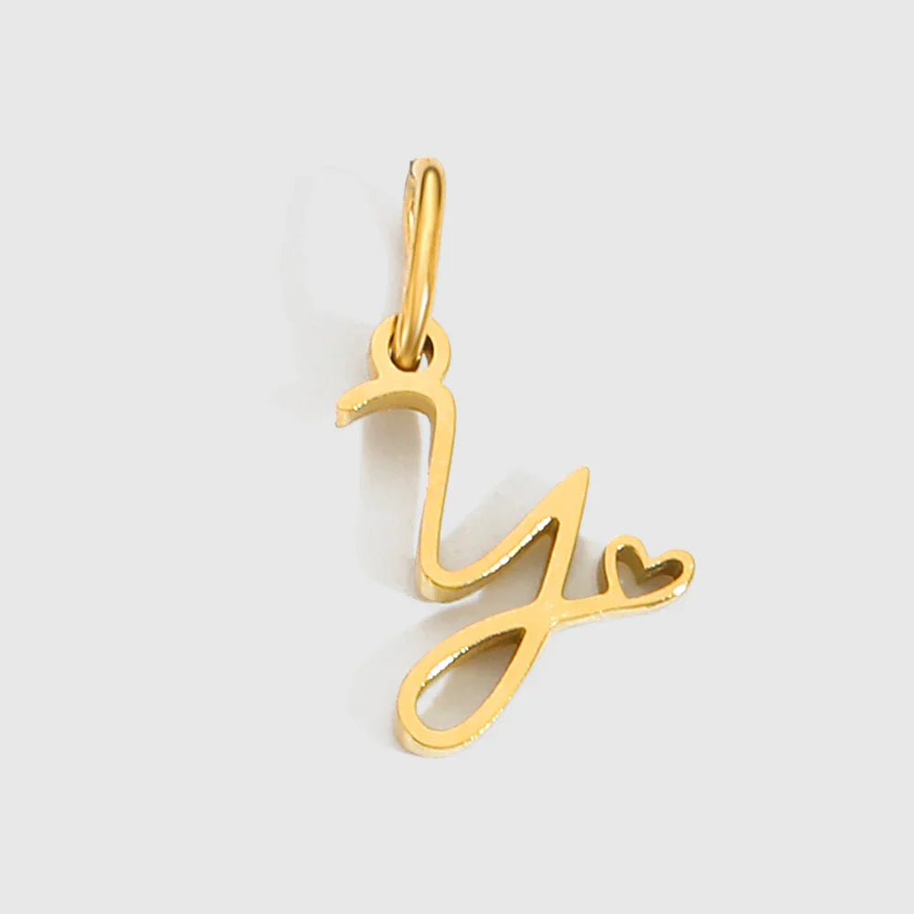 Personalized Stainless Steel Heart Alphabet Pendant DIY Accessories for Necklace Woman Men Jewelry Initials Birthday Gift A-Z