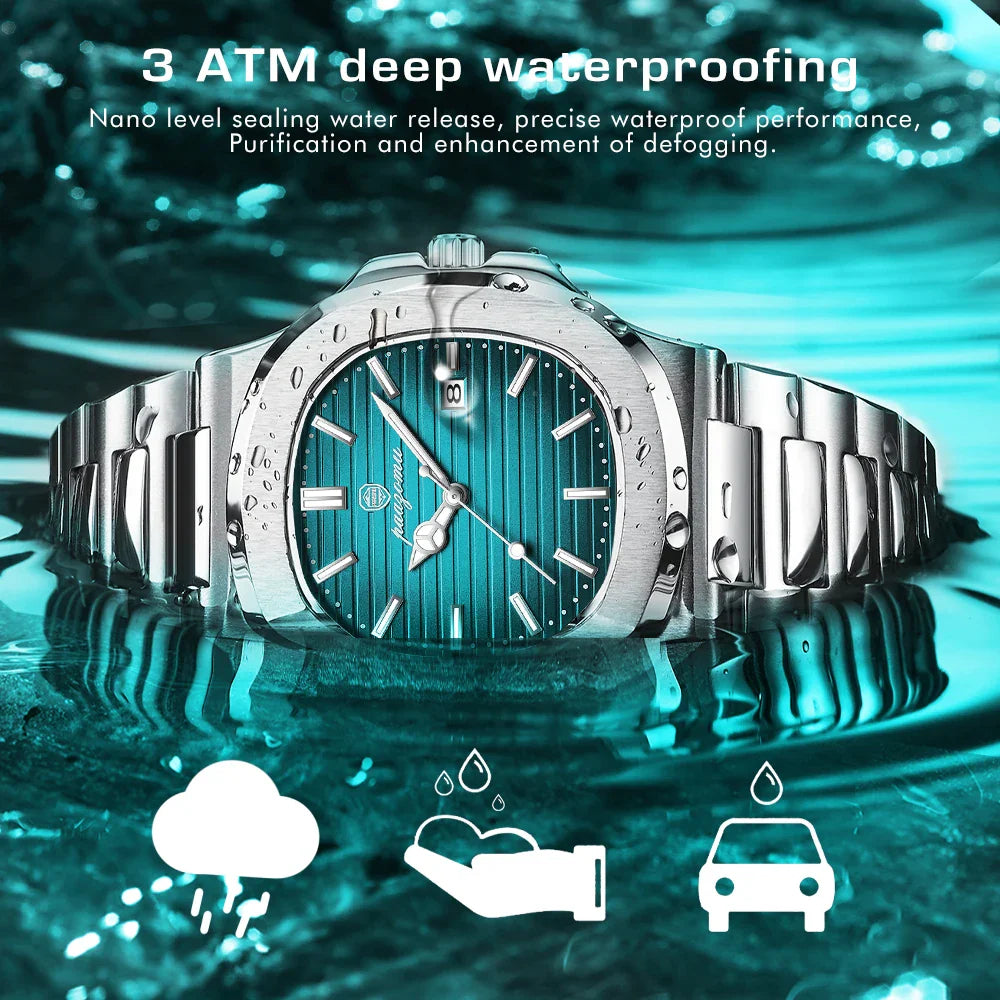 PAAZOMU Top Luxury Brand Man Watch Sports Waterproof Luminous Date Men Wristwatch Square Dial Quartz Men's Watches High Quality