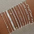 11Pcs/Set Boho Twisted Flat Snake Chain Anklet for Women Summer Beach Vintage Barefoot Ankle Bracelet On Leg Jewelry Accessories