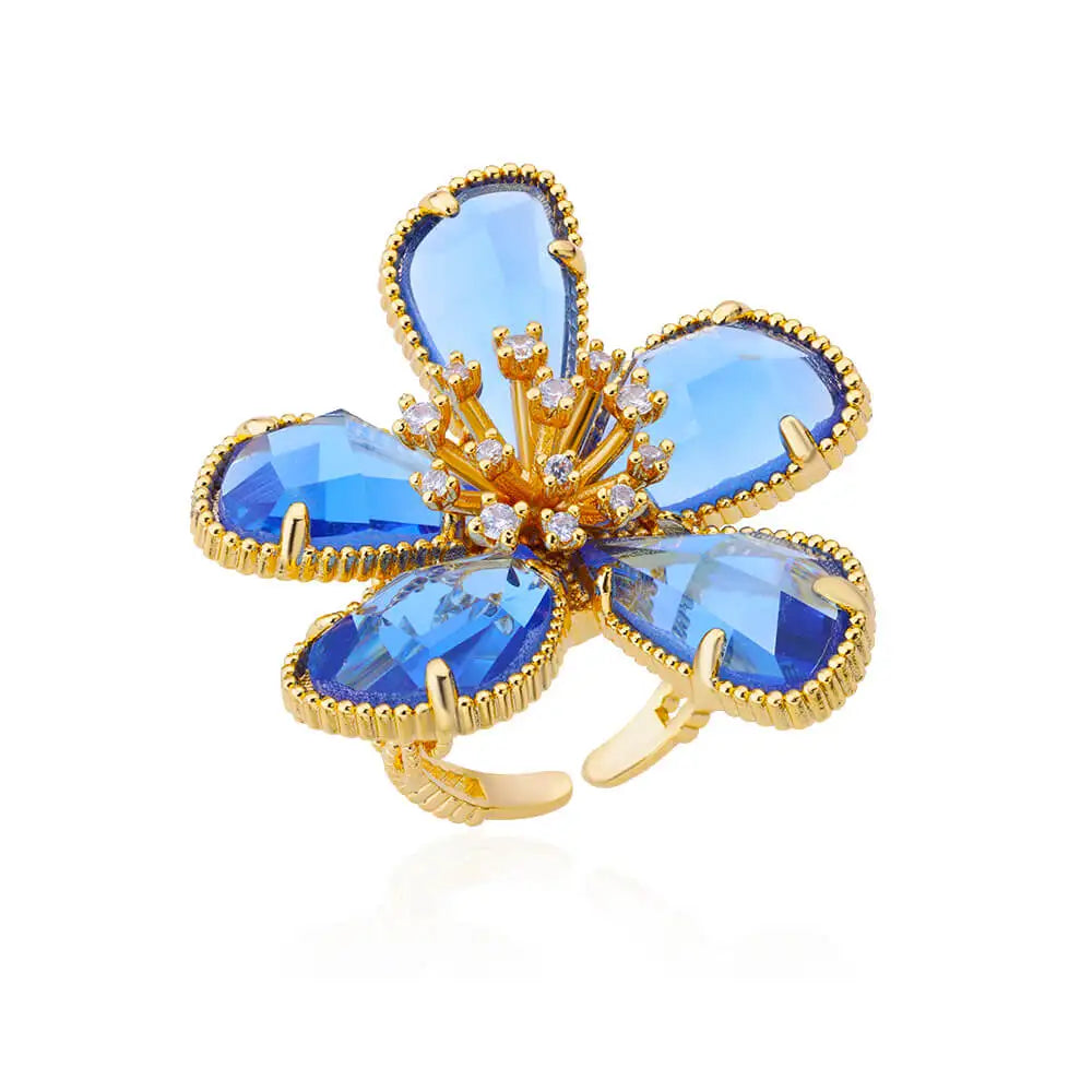 Delicate Zircon Flower Rings for Women Stainless Steel Ring 2024 New Trend Elegant Luxury Aesthetic Jewelry anillos