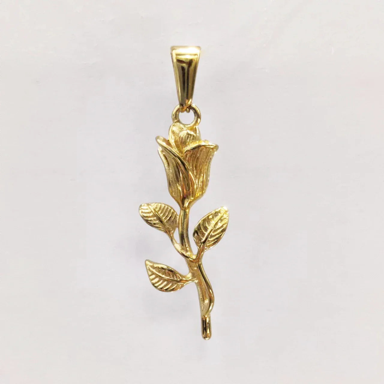 New Gold Plated Rose Flower Pendant Necklace Simple Vintage Clavicle Chain Stainless Steel Necklace for Men Women Jewelry Gifts