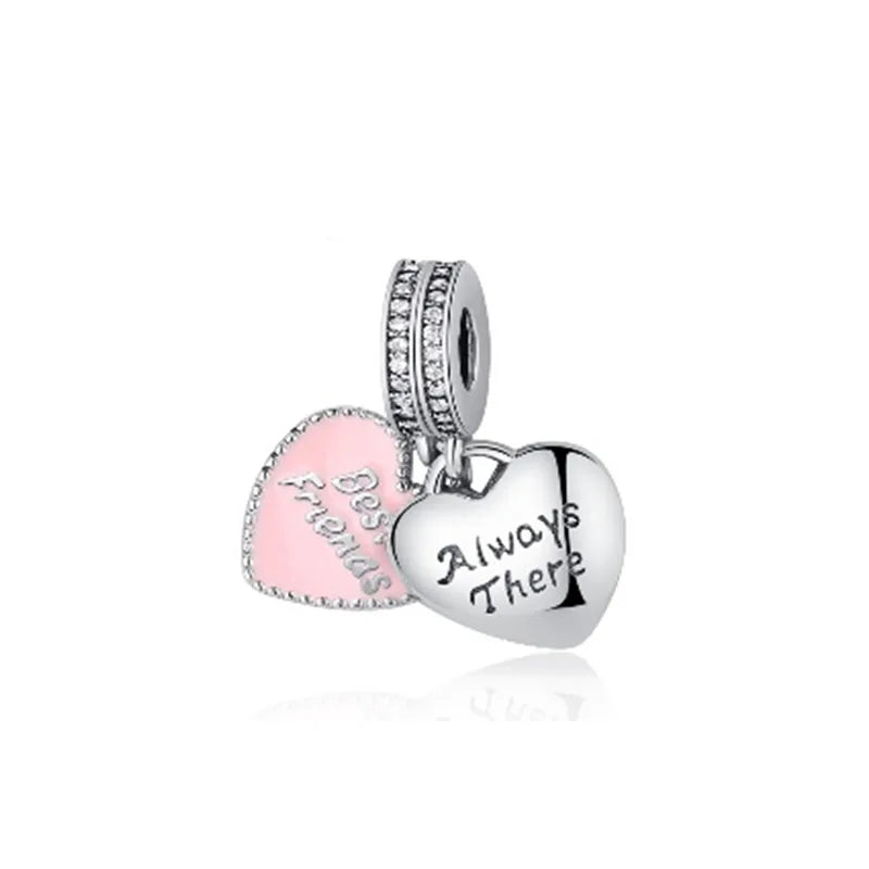 Hot selling 925 silver pink series flower dog paw heart-shaped pendant, Fit original bracelet DIY accessories, exquisite jewelry