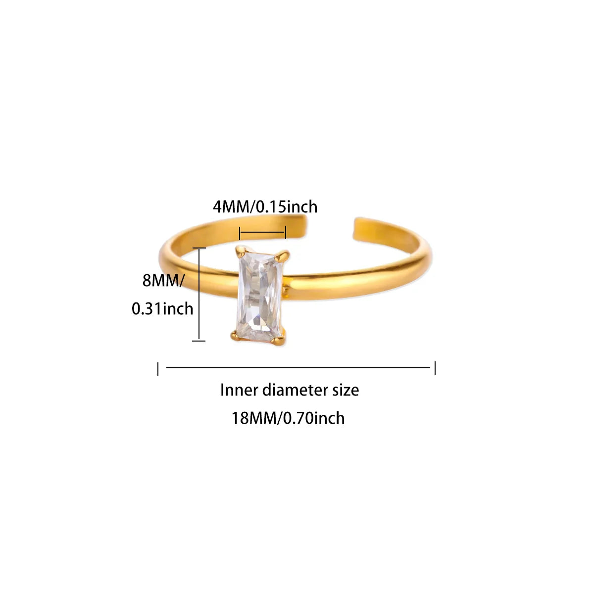 Stainless Steel Birthstone Rings For Women Gold Color Zircon Birthstone Opening Ring Minimalist Christmas Birthday Jewelry Gift