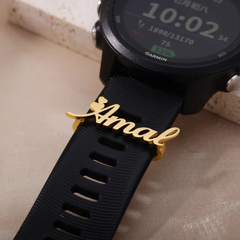 Stainless Steel Watch Ring Loop For Apple Watch Custom Name Watch Tag Bar Band Charm With Decorative Personalized Letter Jewelry