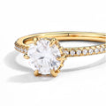 MINTYBOX 18K Yellow Gold D Moissanite Rings for Women Handmade 6.5mm S925 Silver Round Shape Engagement Ring Gift Fine Jewelry