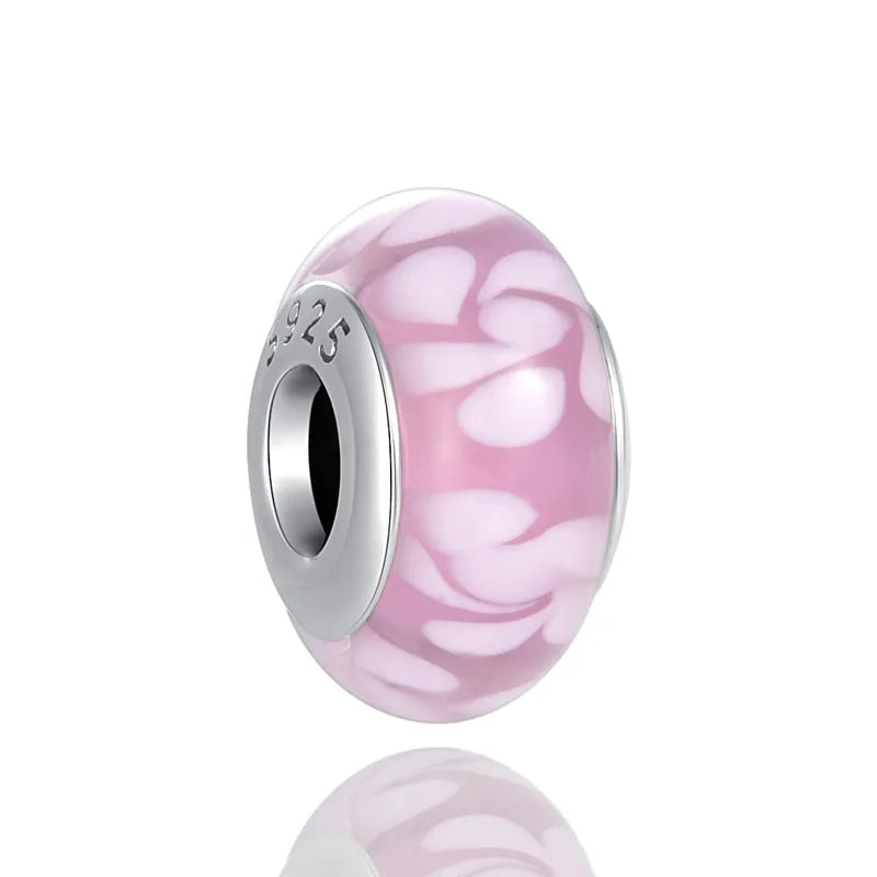 Hot selling 925 silver pink series flower dog paw heart-shaped pendant, Fit original bracelet DIY accessories, exquisite jewelry